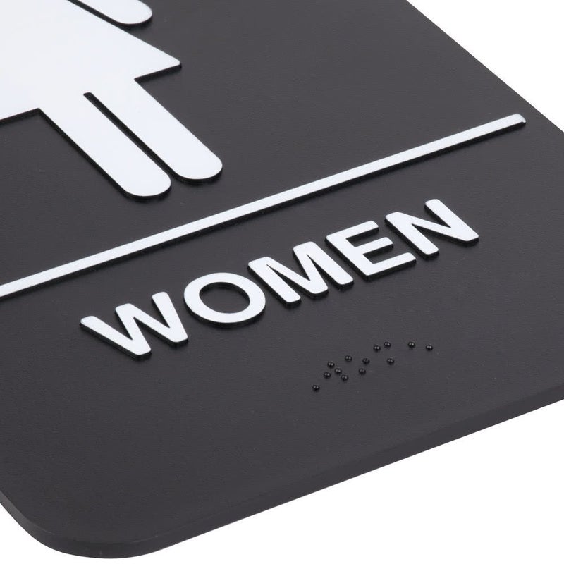 AborenCo ADA Men and Women Restrooms Sign Set with Braille Toilet Door Plate for Business Restaurant, 6" x 9" (Men and Women Set Black) - Image 4